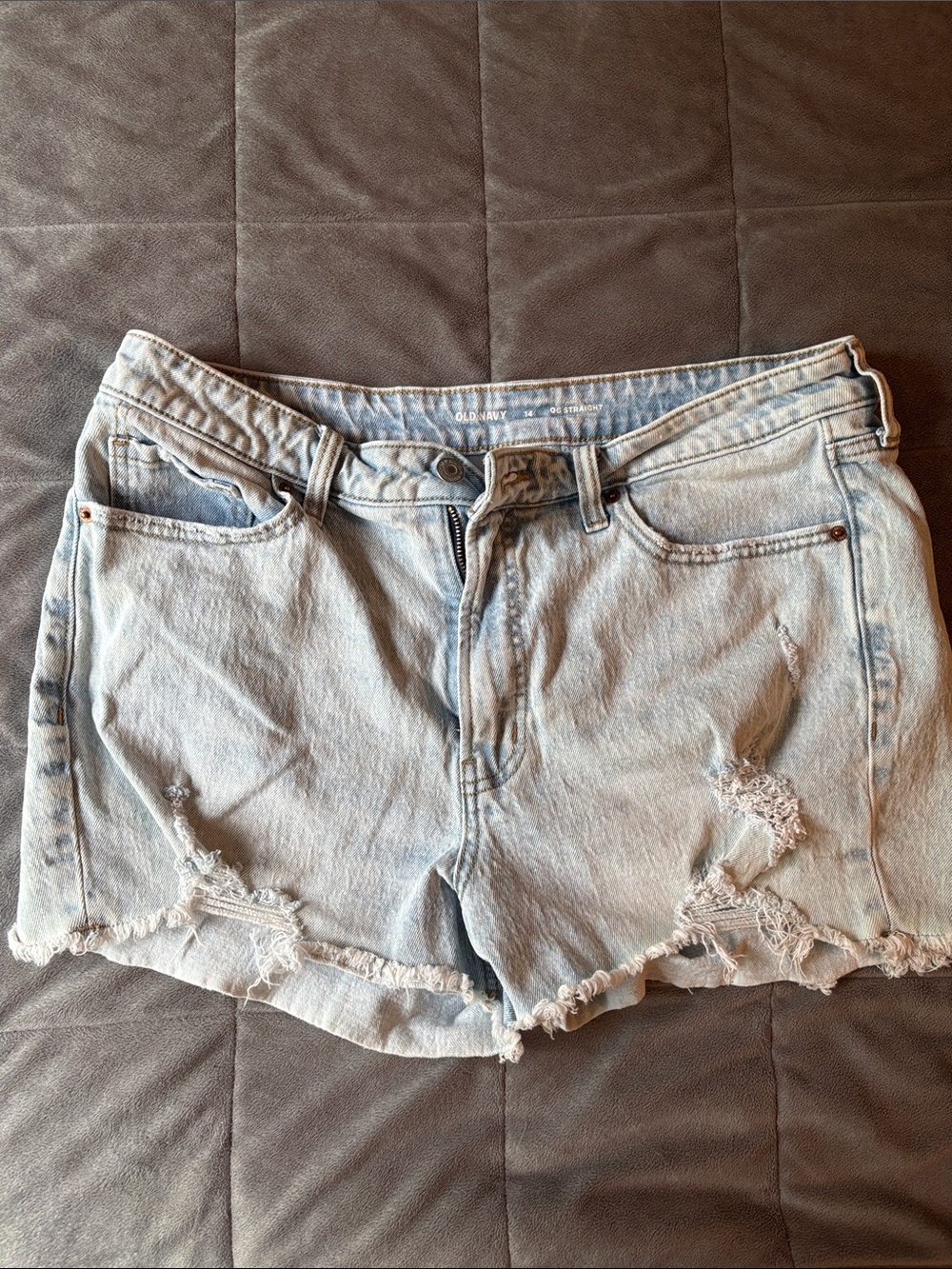 Old Navy OG Straight Light Blue Distressed Denim Shorts